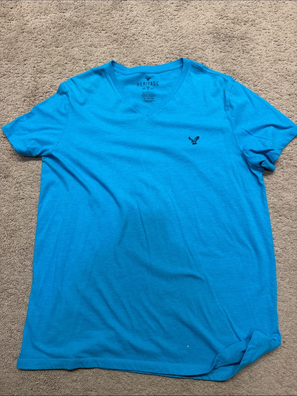 American Eagle Outfitters Bright Blue V-Neck Short Sleeve Tee